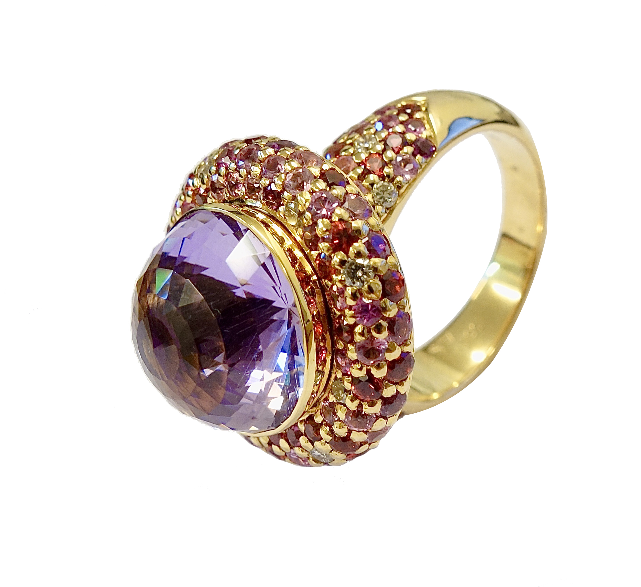 18K Gouden ring met en multi-color saffieren - Juwelier Ripassa Nederlands