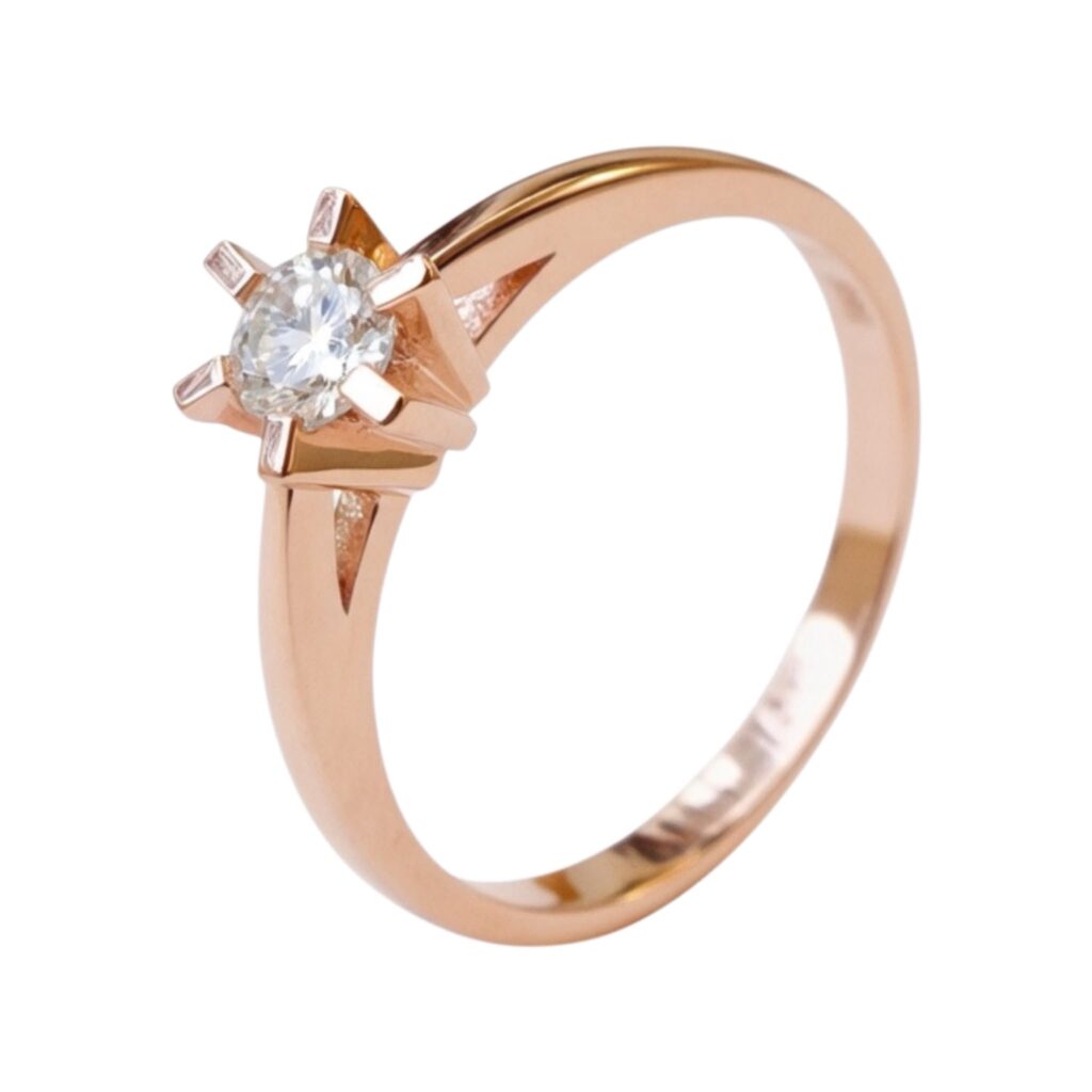 rosé gouden ring -diamant
