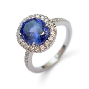 wit gouden ring - tanzaniet en diamanten