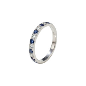 wit gouden ring - saffier en diamant