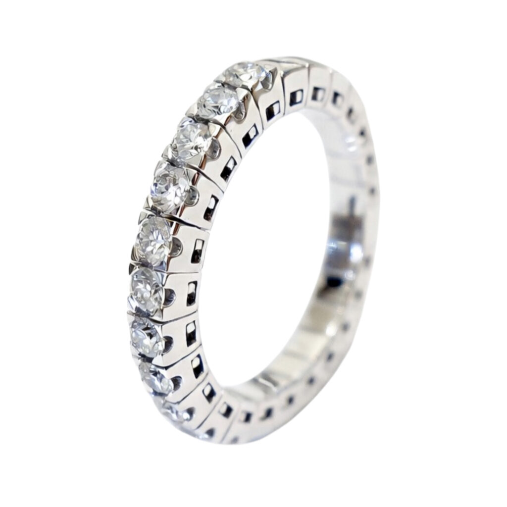 wit gouden flexibele ring - diamanten
