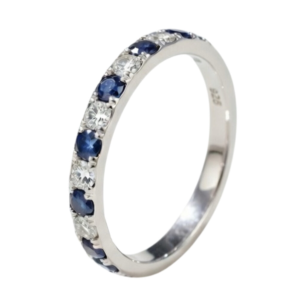 wit gouden ring - saffier en diamant
