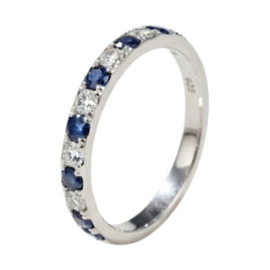 wit gouden ring - saffier en diamant