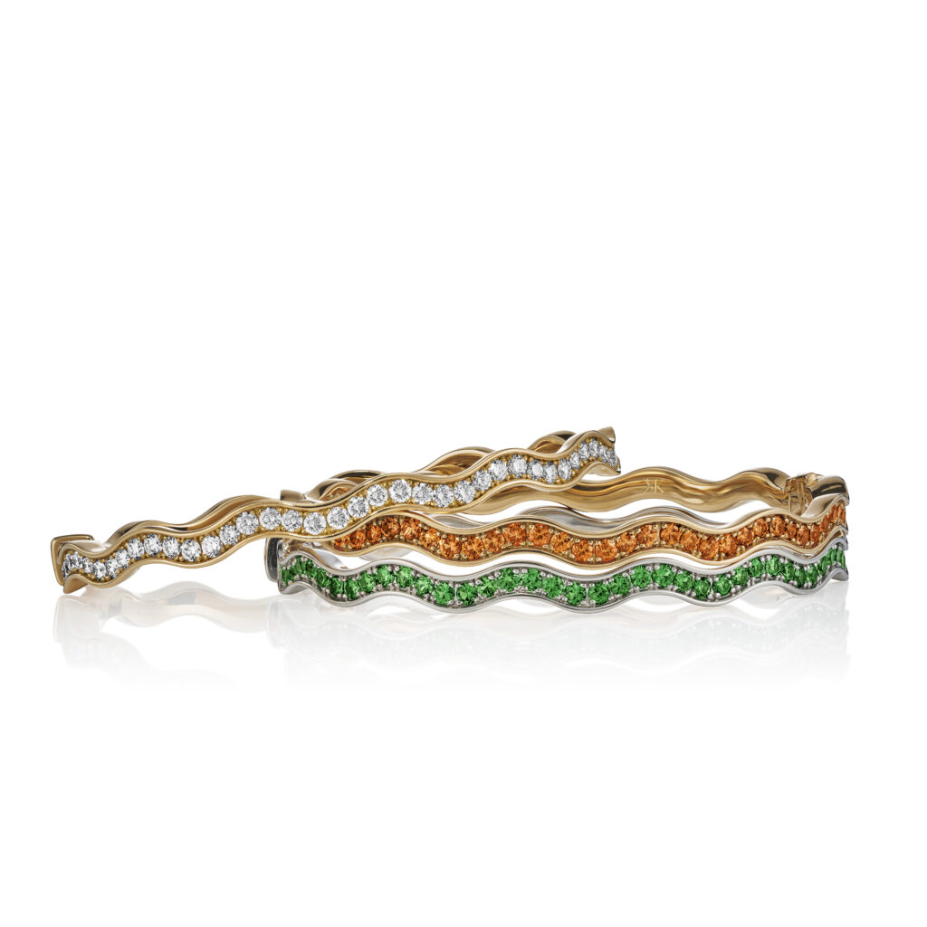 Rosé gouden Wave armband met diamanten