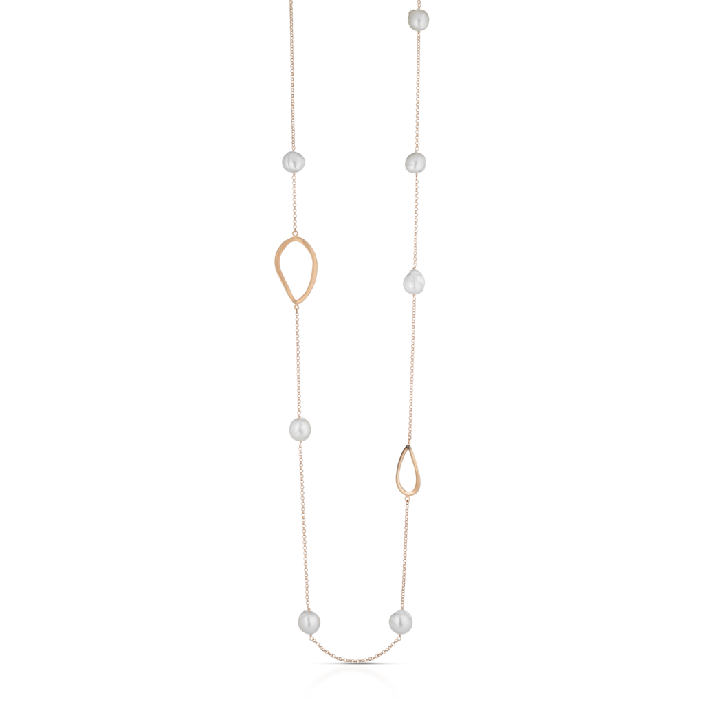 Rosé gouden parelcollier