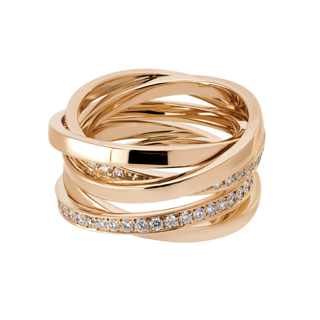 Rosé gouden ring met diamanten