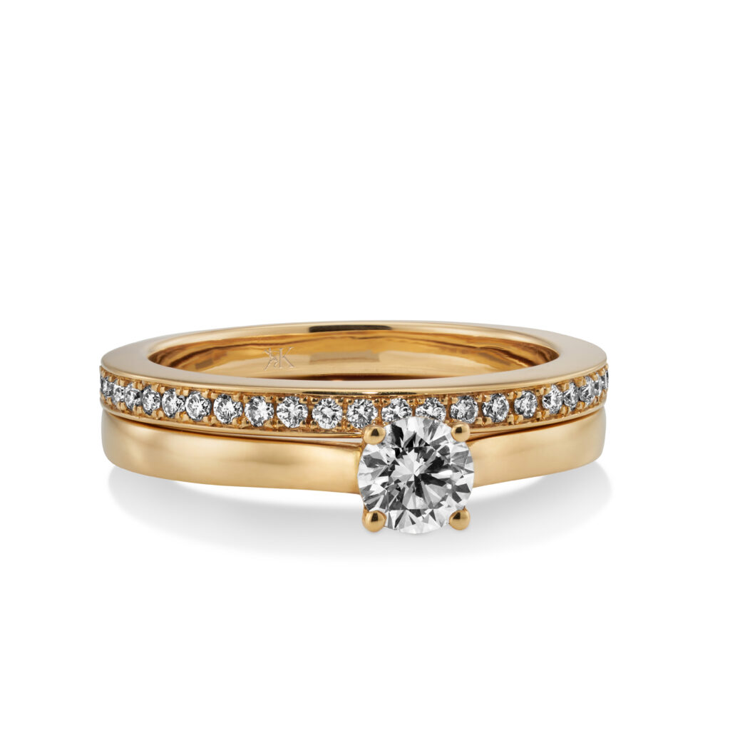 Geel gouden solitaire ring met diamant