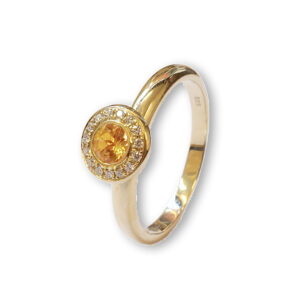 Rosé gouden ring met citrien en diamanten