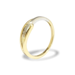 Bicolor ring van wit goud en geel goud met diamant