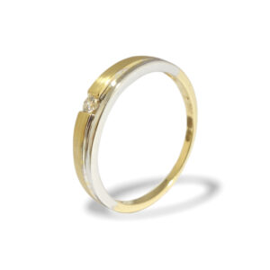 Bicolor ring van wit goud en geel goud met diamant