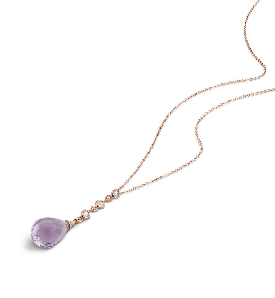 Rosé gouden collier met amethist