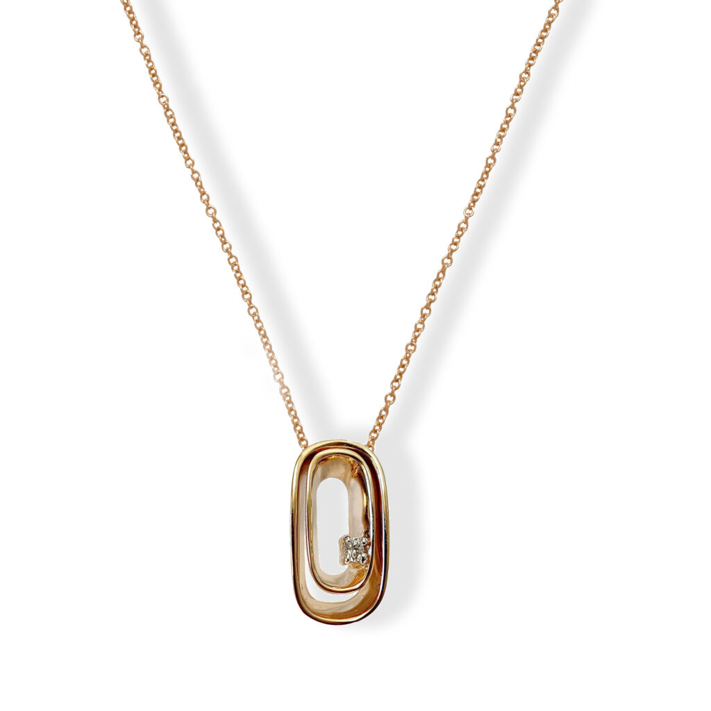 Rosé gouden collier met diamant