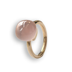 Rosé gouden ring met rozenkwarts en diamant