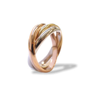 Tricolor ring, wit goud, rosé goud en geel goud