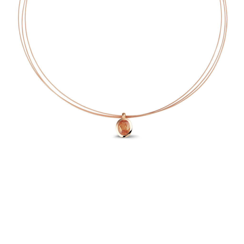 rosé gouden collier met mandarijngranaat