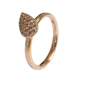 Rosé gouden ring - pave champagne diamanten