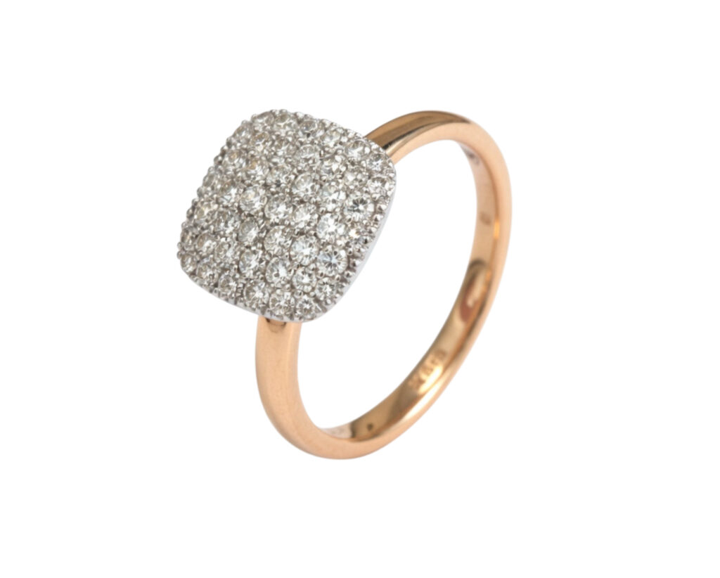 Rosé gouden ring - pave diamant