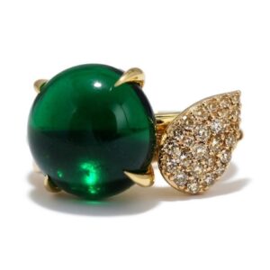 Geel gouden ring met toermalijn - geelgoud pave ring