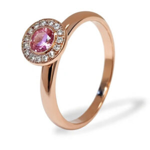 rosé gouden ring met roze tourmalijn en diamanten