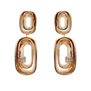 rosé gouden oorstekers met diamant