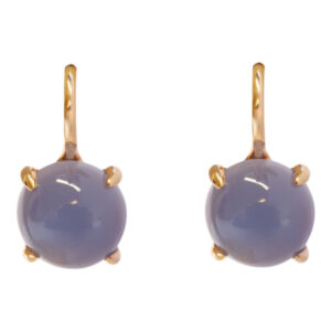 rosé gouden oorhangers met chalcedoon