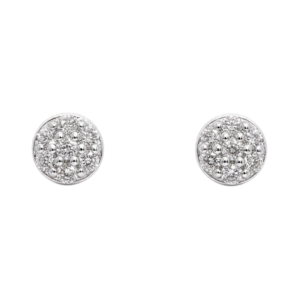 wit gouden oorstekers met diamanten, pavé