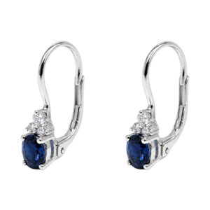 wit gouden oorhangers met diamanten en saffier