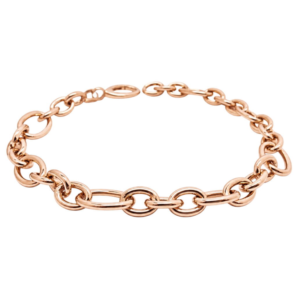 rosé gouden schakelarmband, 18 karaat, kleine schakels