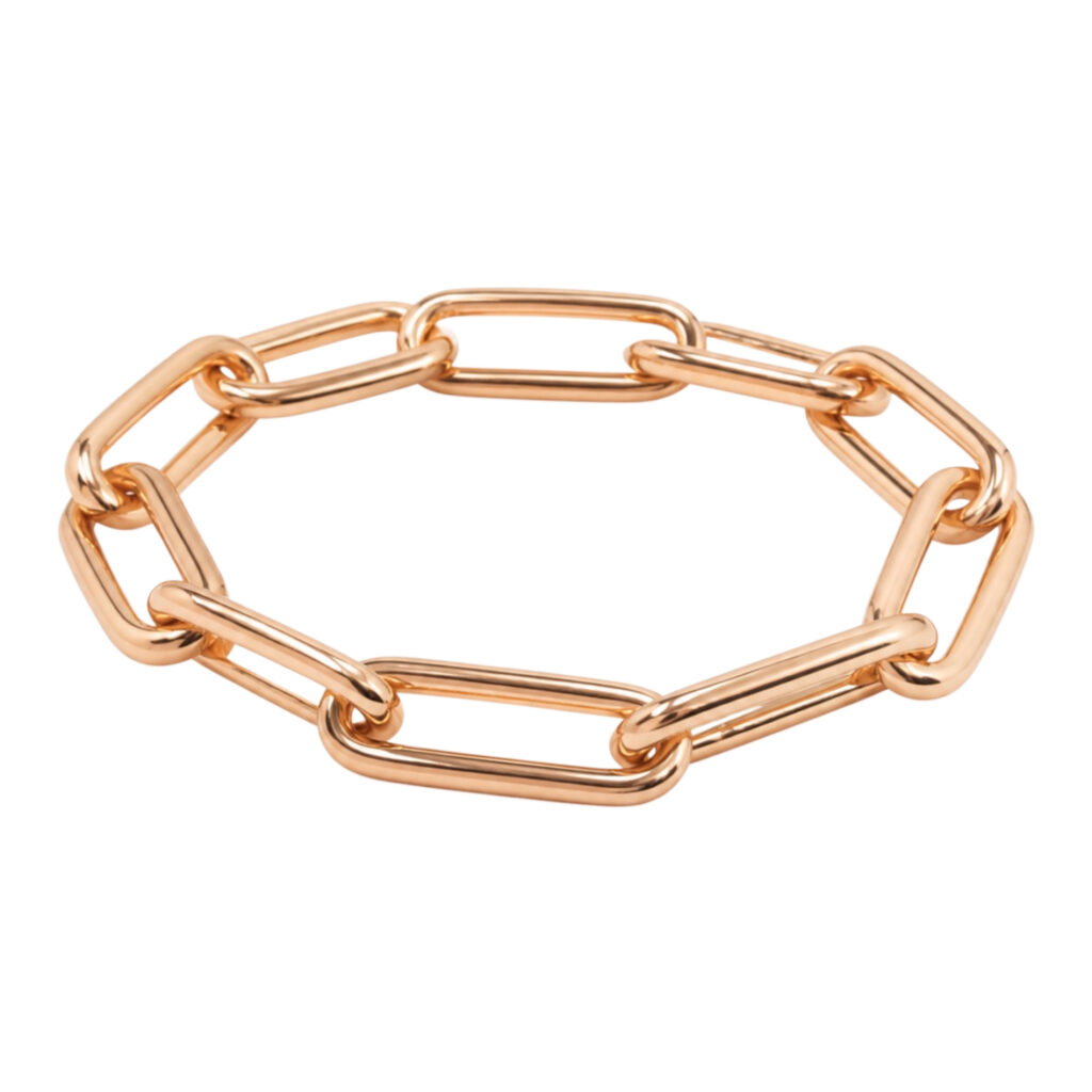 rosé gouden schakelarmband, 18 karaat, langwerpige schakels