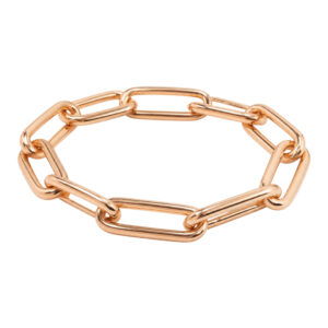 rosé gouden schakelarmband, 18 karaat, langwerpige schakels