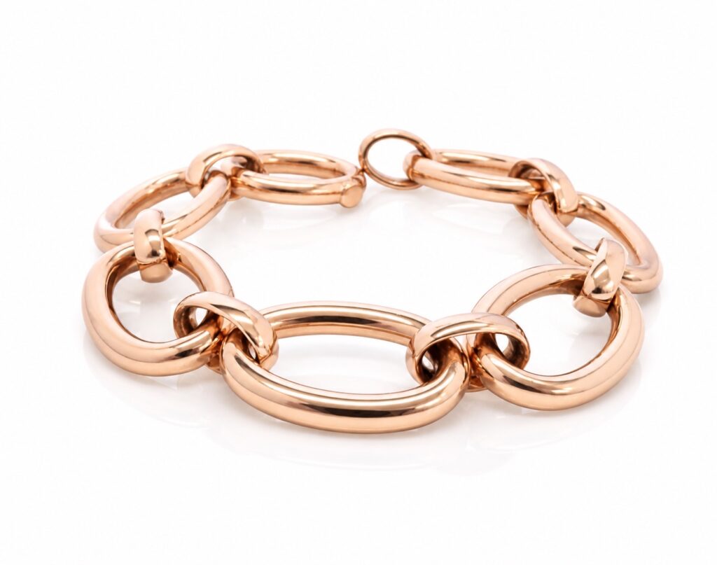 rosé gouden schakelarmband, 18 karaat
