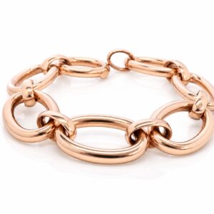 rosé gouden schakelarmband, 18 karaat