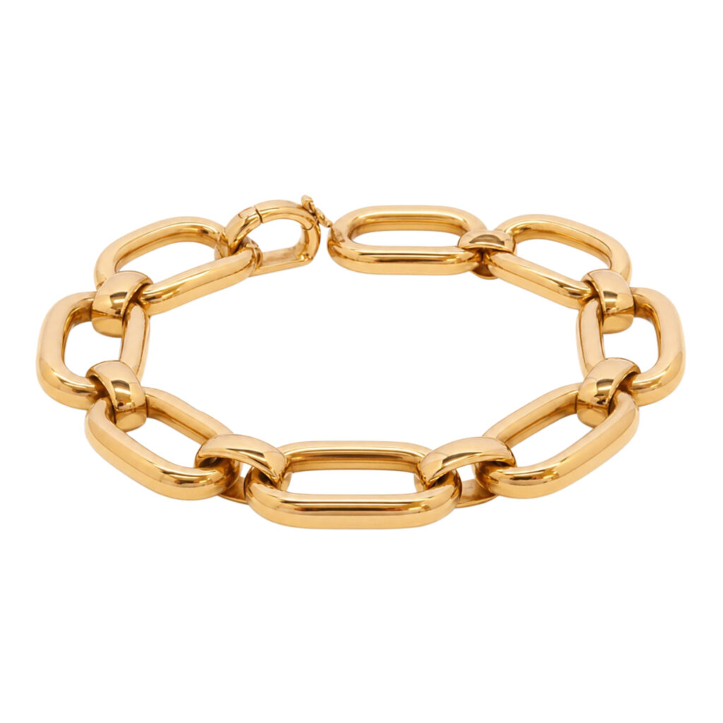 rosé gouden schakelarmband, 18 karaat