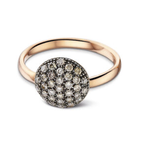 rosé gouden ring met champagne diamanten, pavé