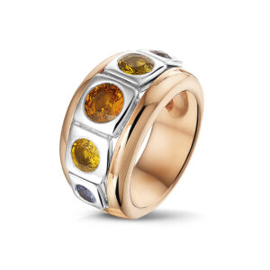 rosé gouden ring met wit goud, citrien,