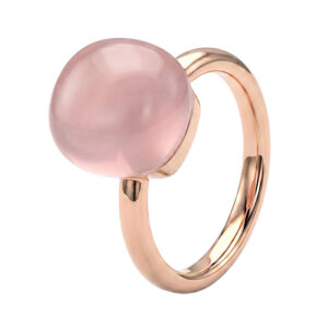 Rosé gouden ring - rozenkwarts en diamant