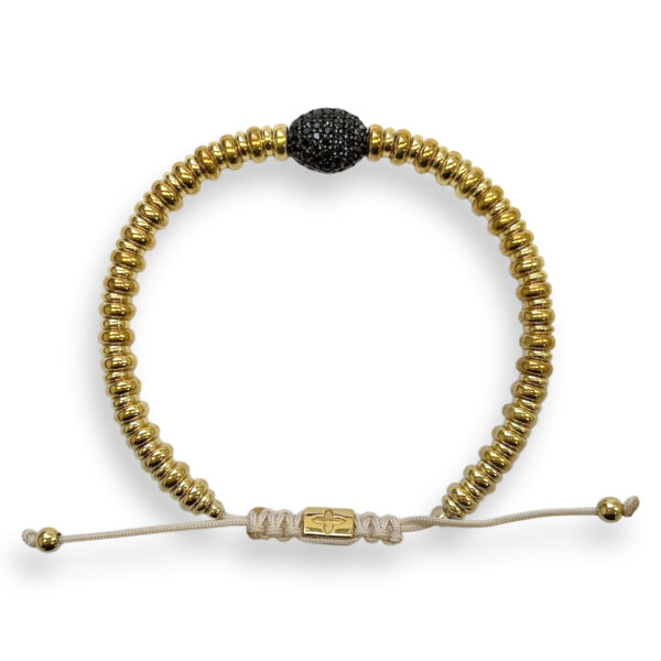 Geel gouden armband met zwarte spinel