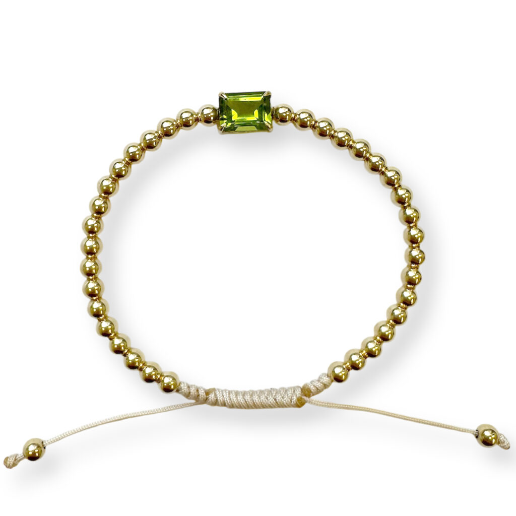 geel gouden bolletjes armband met peridot