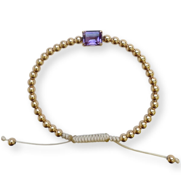 rose gouden bolletjes armband met amethist