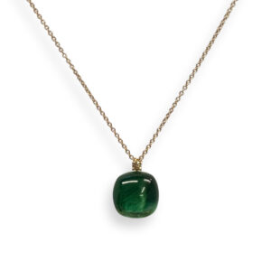 rosé gouden collier met groene hanger