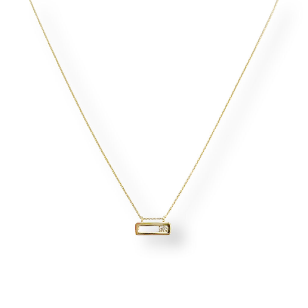 Geel gouden collier met diamant
