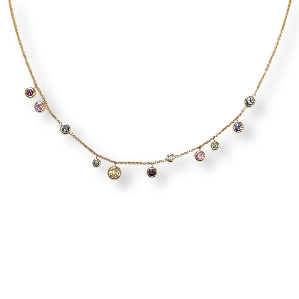 Rose gouden collier met saffieren