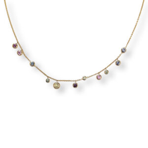 Rose gouden collier met saffieren