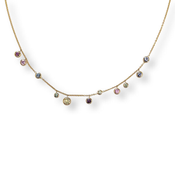 Rose gouden collier met saffieren