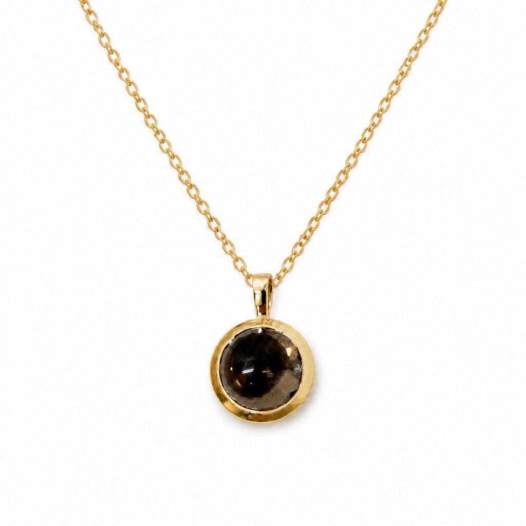 Rook Quartz Hanger - 18 k geelgoud