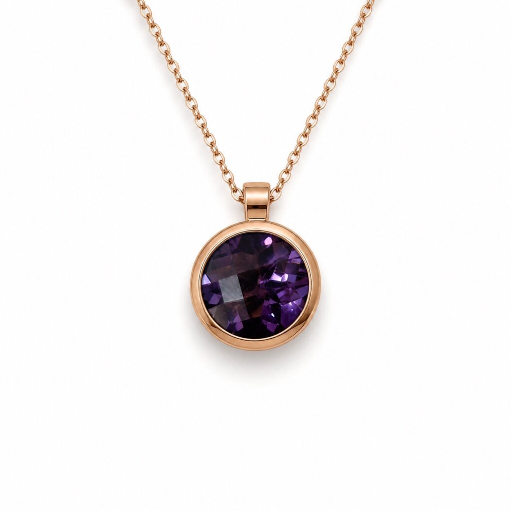 Amethist Hanger - 18 k rose goud