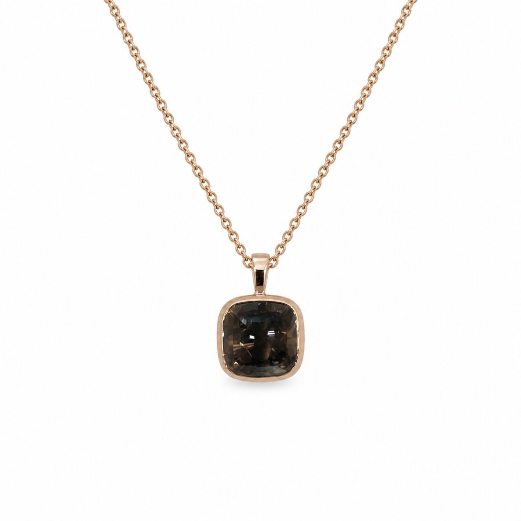 Rook Quartz Hanger - 18 k roze goud