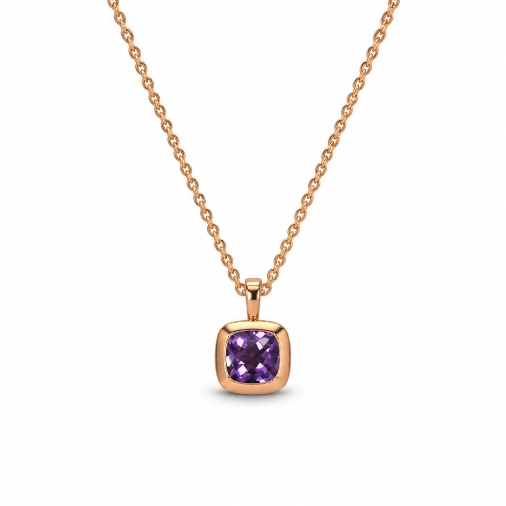 Amethist Hanger - 18 k roze goud
