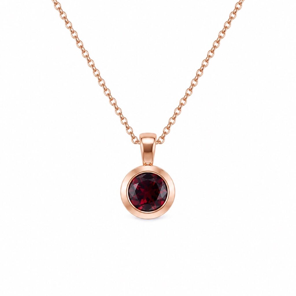 Granaat Hanger - 18 k rose goud