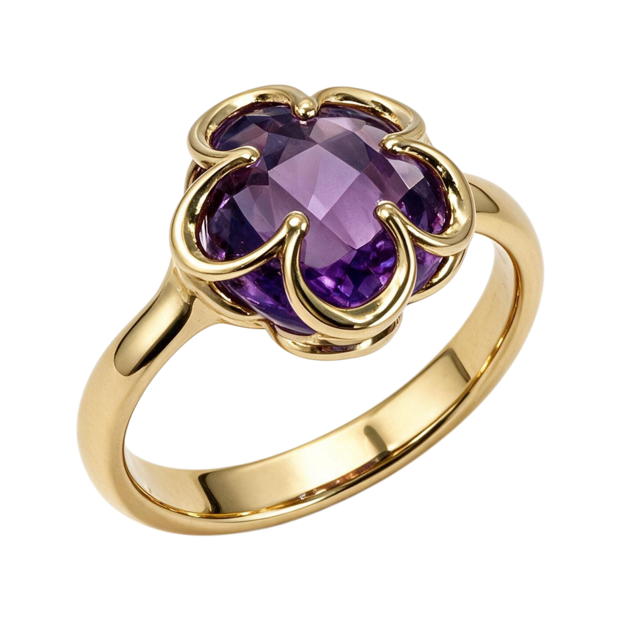 geel gouden ring met amethist